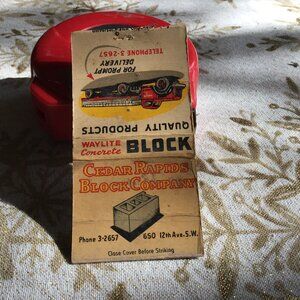 Matchbook Cover Cedar Rapids Block Company Advertising - Cedar Rapids, Iowa